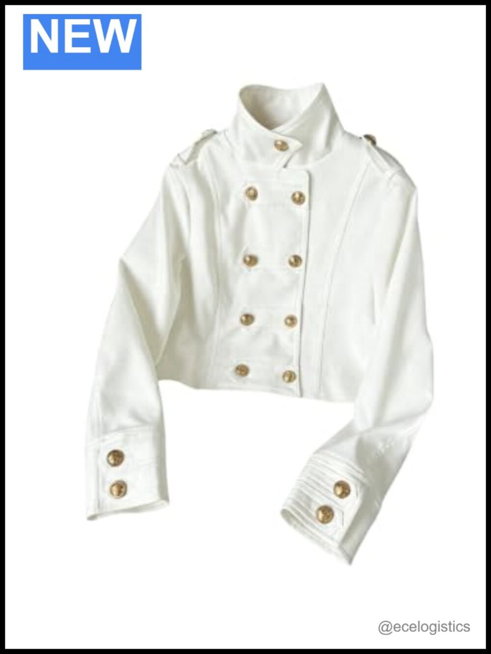 Cropped Double Breasted Stand Collar Casual Jacket Long Sleeve Polyester